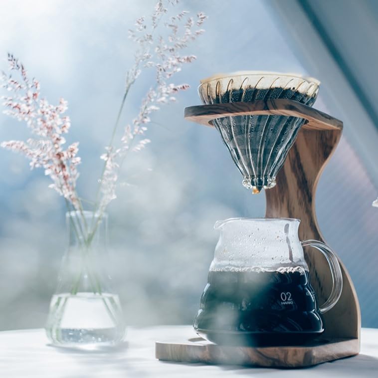 Hario V60 Olive Wood Stand Set for 1-4 Cups VSS-1206-OV