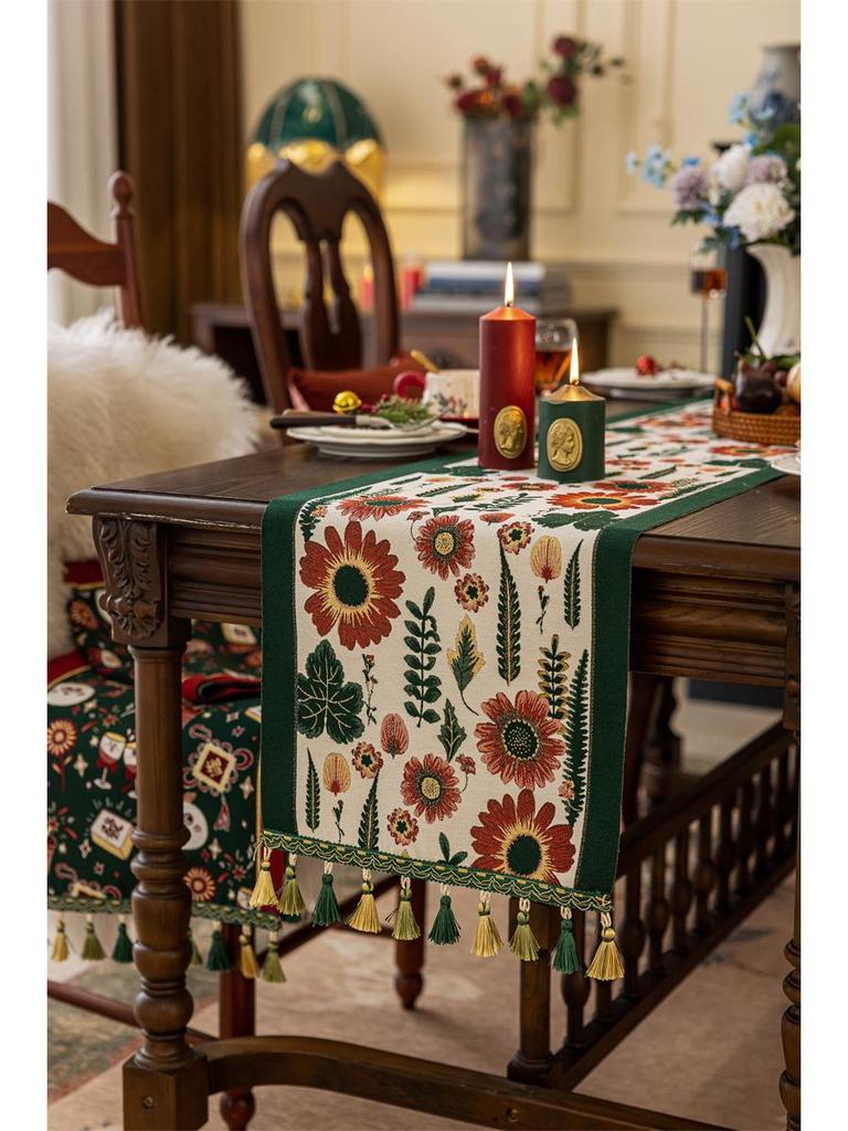 Американская ретро этническая жаккардовая дорожка на стол с кистями - Полиэстер