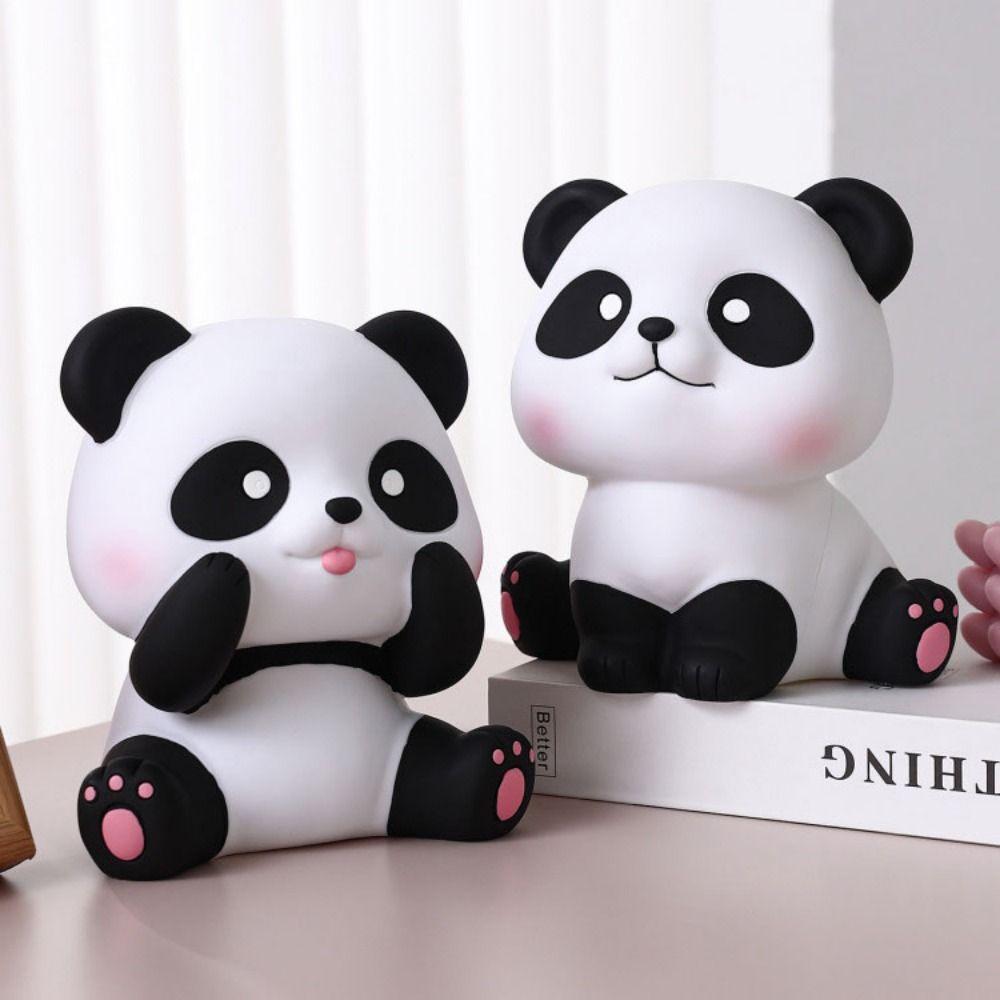 Cartoon Panda Piggy Bank Unbreakable Animals Ornaments Sitting Panda Saving Box  Desktop