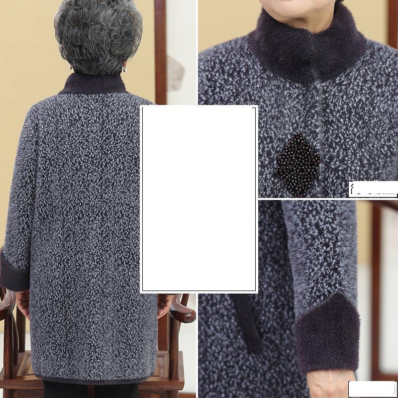 Зимняя норковая шуба для мам среднего возраста, покрытая пуговицами, толстая теплая меховая верхняя одежда