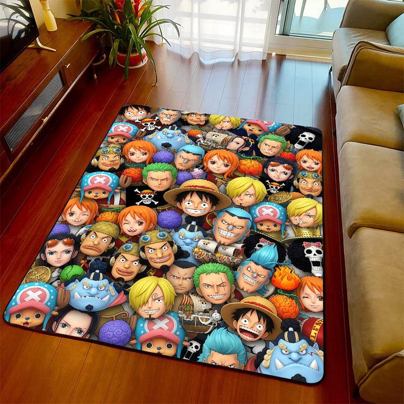 One Piece Interior Carpet Rug Anime Floor Mat Soft Feel Non Slip Backing for Living Room Bedroom -QJY