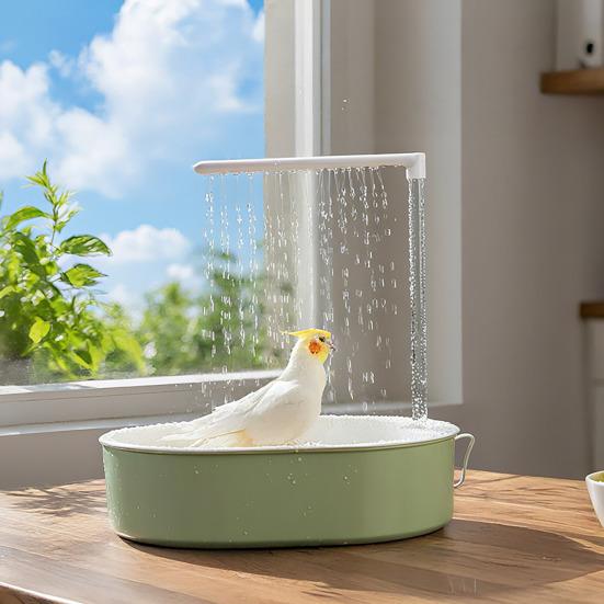 Ванночка для попугаев с защитой от брызг, Душ для птиц, Тихий, Питание от USB-насоса, Автоматический душ для птиц, для какаду, конуров, волнистых попугайчиков, неразлучников