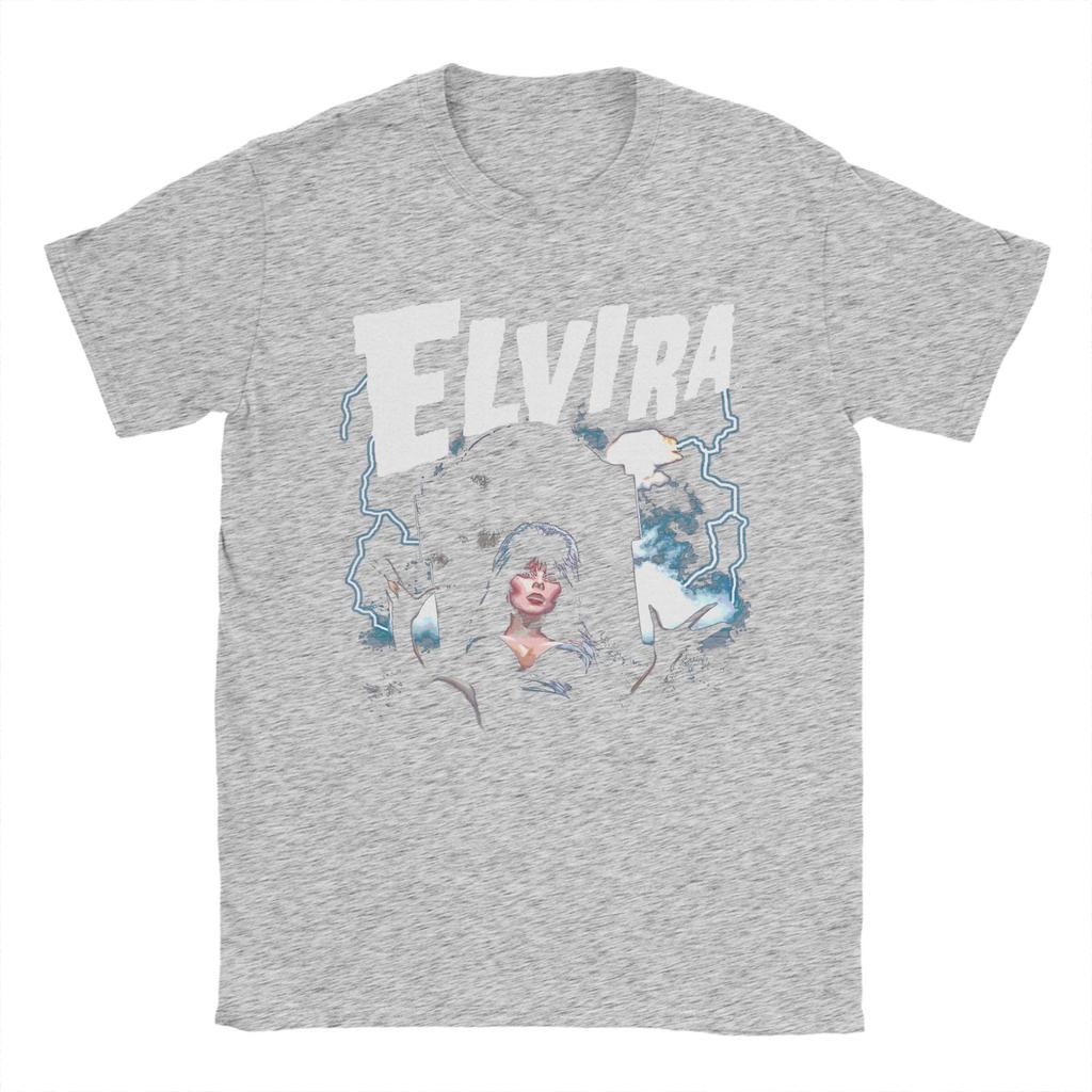 Elvira Mistress of The Dark Grave and Lightning Unisex TShirt Vintage Tees Short Sleeve Crewneck TShirts Cotton Plus Size Clothes