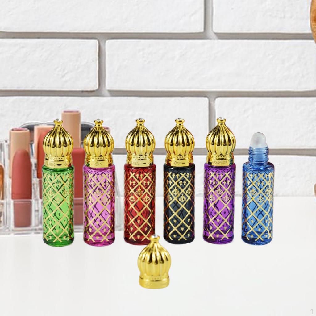 6Pcs Essential Oil Roller Bottles Refillable Portable Mini Decorative Pocket Size Empty Perfume