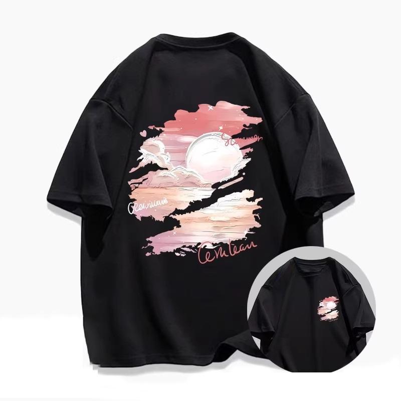 2026 New Trend Oil Painting Graffiti ShortSleeved TShirt Unisexs and Womens HighQuality Casual Pure Summer Cotton Tshirt