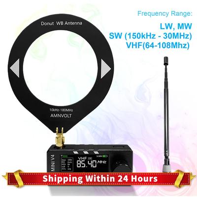 Радио AMNVOLT V4 ATS MINI с усилителем для наушников, полнодиапазонное DSP-радио, 1,9-дюймовый IPS-экран, DSP-радио Si4732 для помещений и улицы