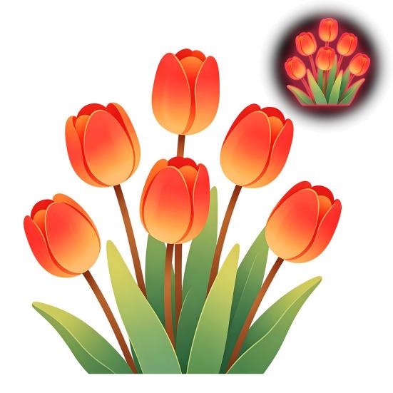 Light Switch Decal Glow-in-the-Dark Tulip Sticker, Waterproof Floral Wall Decoration Decal, Peel Bedroom and Stick Sticker for Living Room Removable