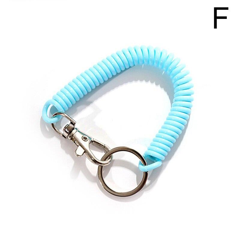 Эластичная пружинная веревка, брелки для ключей, серебряный цвет, металлический карабин для кемпинга, анти-потерянный телефон, пружинный брелок