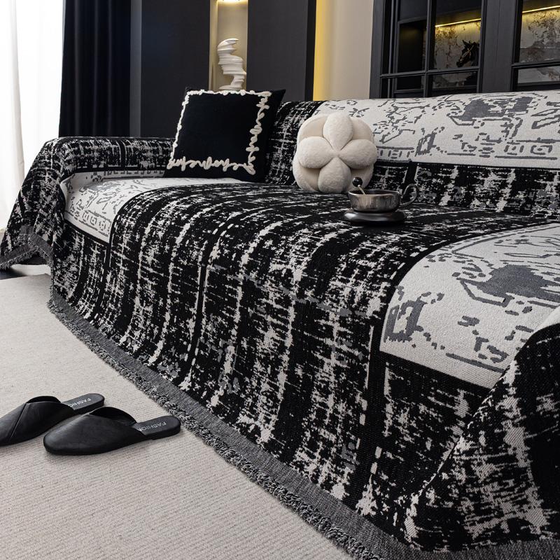 Чехлы на диван Шенилл Коврики для дивана Пледы Коврики Всесезонное Одеяло для кемпинга и пикника Цветной блок Чехол-коврик для дивана