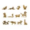 12Pcs Brass Figurine Chinese Zodiac Set Vintage Desktop Ornament Gifts Golden Statue Animals