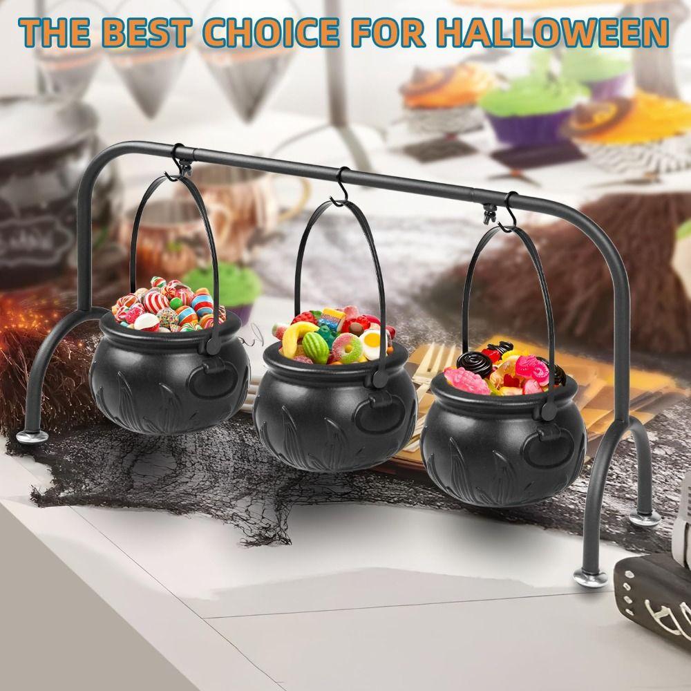Reusable Halloween Cauldron Food Holder Hanging Cauldron Bowl Desktop Decor  Party Supplies