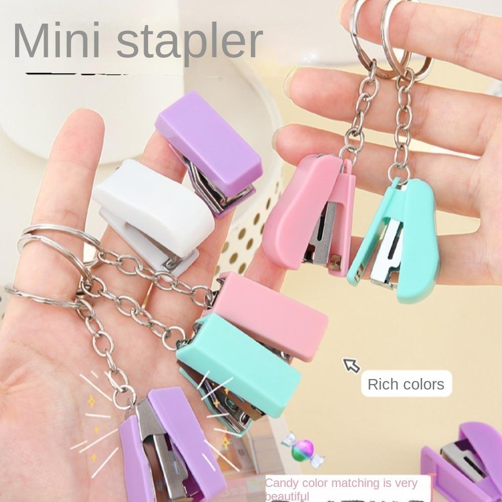 2Pcs Solid Color Mini Stapler Metal Small Paper Stapler New Stationery