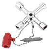 4 Way Cross Key Zinc Alloy Multifunction Triangle Wrench Key Universal Opening Key Plumbers Electricians Tool Elevator Cabinet