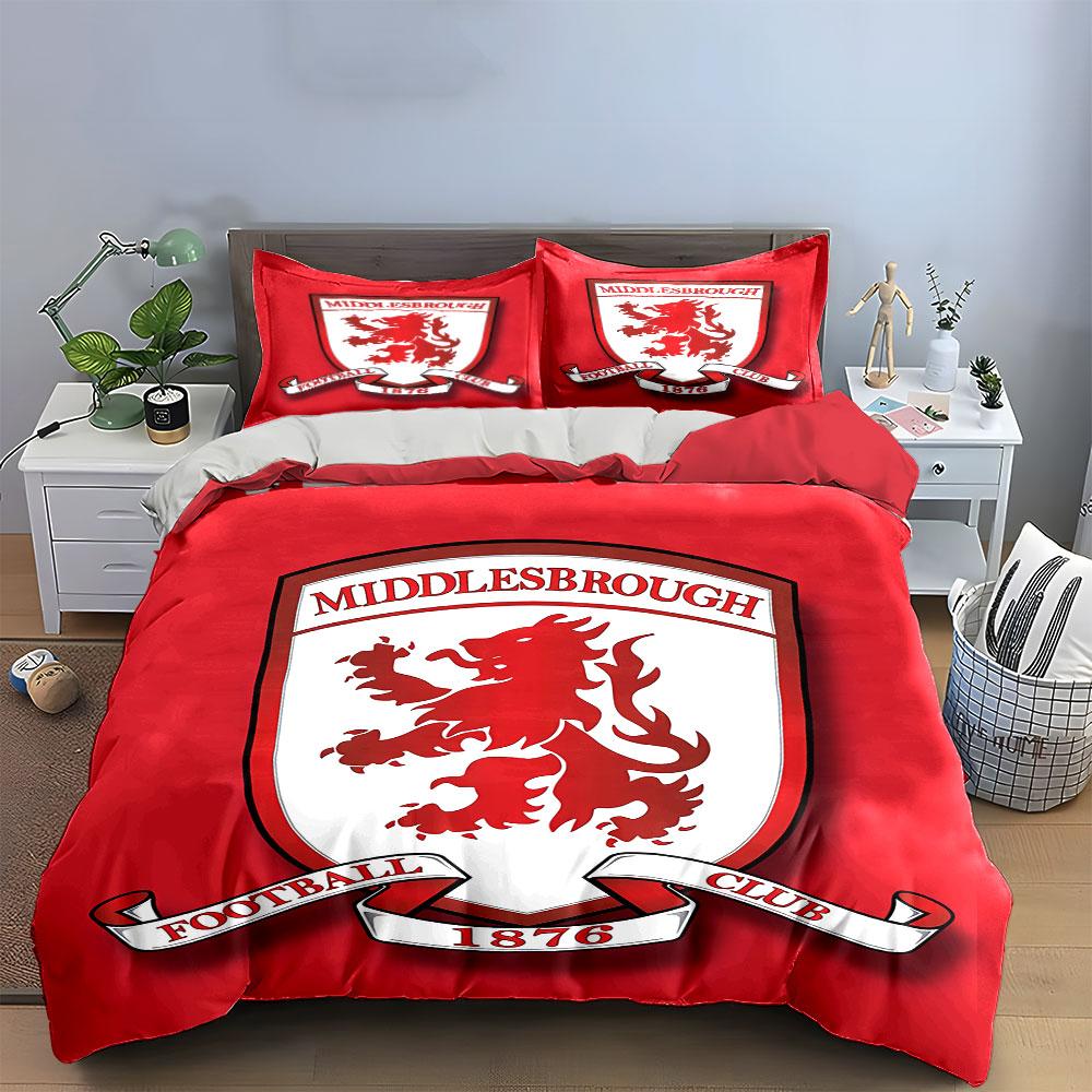 Middlesbrough FC Red Bedding Set Bedding Duvet Cover Set Duvet Cover Pillowcases (1 * Duvet Cover 2 * Pillowcases, without duvet insert)