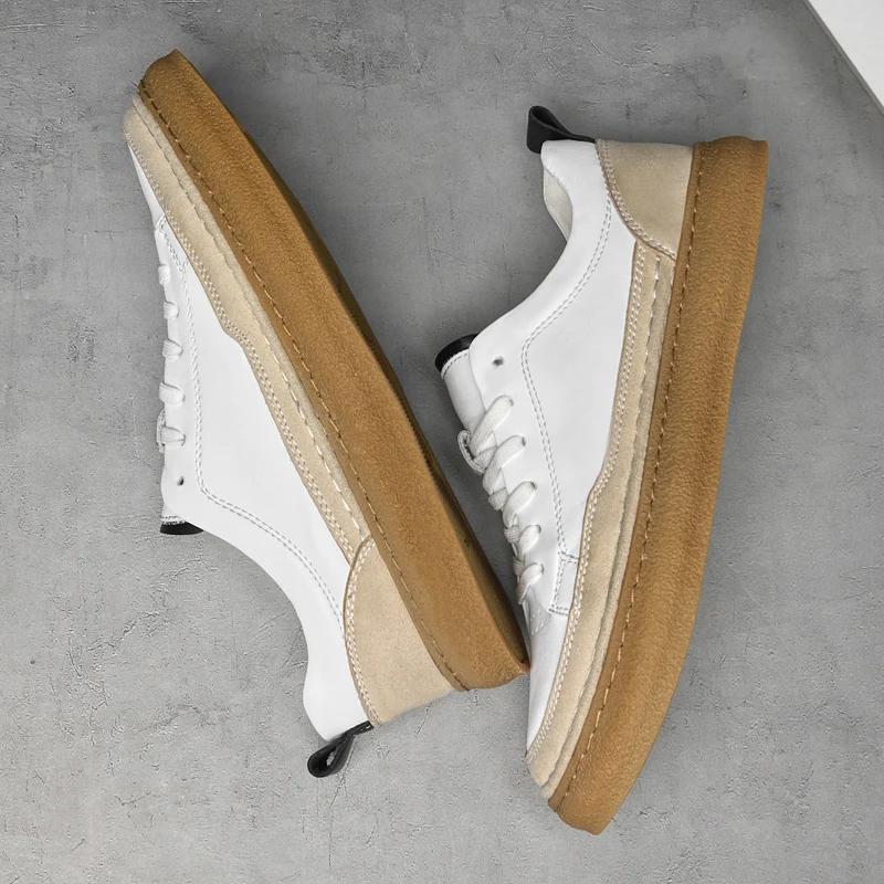 Модный Бренд Натуральная Кожа Обувь Мужская Повседневная Кожаная Обувь Новая Мода Отдых Прогулка Белые Кроссовки Мужской Мягкий Теннис Обувь Мужская