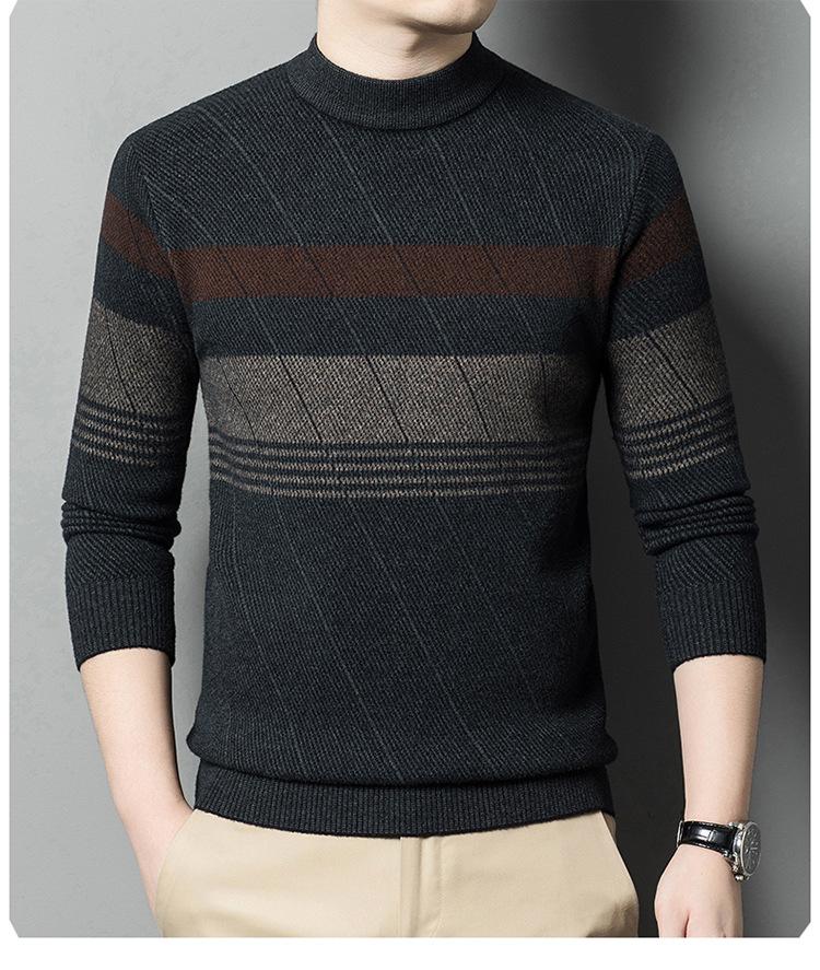 Spring Men'S Young And Middle-Aged Round Neck Thickened Casual Simple Comfortable Soft Knitted Sweater