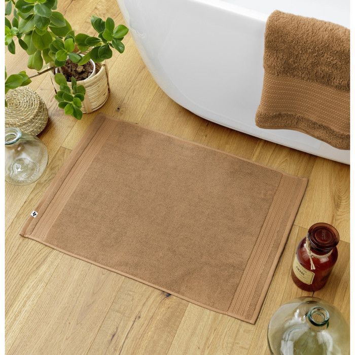Tapis de bain "Garance" 50 x 70 cm / 100% Coton Bio / 600 gr/m² l'Effet Papillon - Garance Camel - Tapis de bain 50 x 70 cm