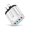 Европейский стандартный многопортовый 4-USB дорожный адаптер питания 5 В/2,4 А для розеток ЕС, США и Великобритании