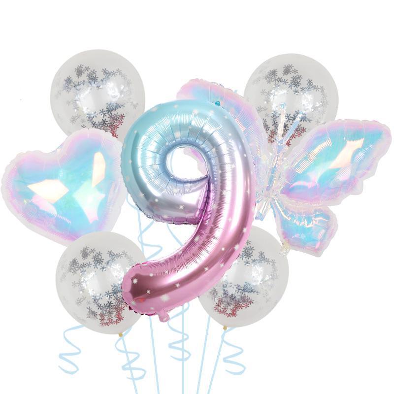 Красочный Прозрачный Шарик-Бабочка Цветные Блестки Латексный Набор Один Год 40 Дюймов Звездное Небо Цифровое Оформление для Вечеринки по Случаю Дня Рождения