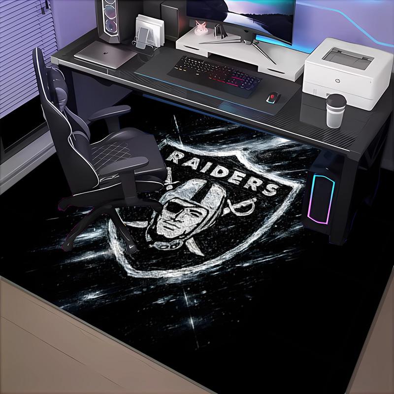 1PC Raiders Team Logo Design Rug Game Carpet, Floor Mat for Bedroom Living Room Entryway Rug, Home Decor Idea Gift for Christmas birthday