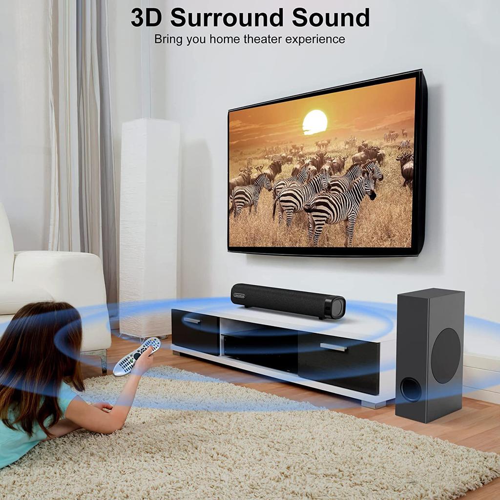 80W Home Theater Sound System Soundbar 2.1 TV Bluetooth Speaker Support Optical AUX Coaxial TV Sound Bar Subwoofer Speakers Box
