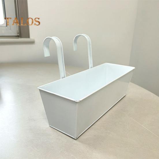 Hanging Flower Pot Rectangular Railing Planter with Drainage Hole 16 Inch Planter Box with Hooks for Balcony Porch or Deck Herbs Flowers