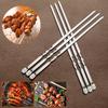 BBQ Utensil Barbecue Supplies Outdoor Camping Picnic Flat BBQ Fork 6Pcs Stainless Steel Barbecue Skewer Wide BBQ Sticks