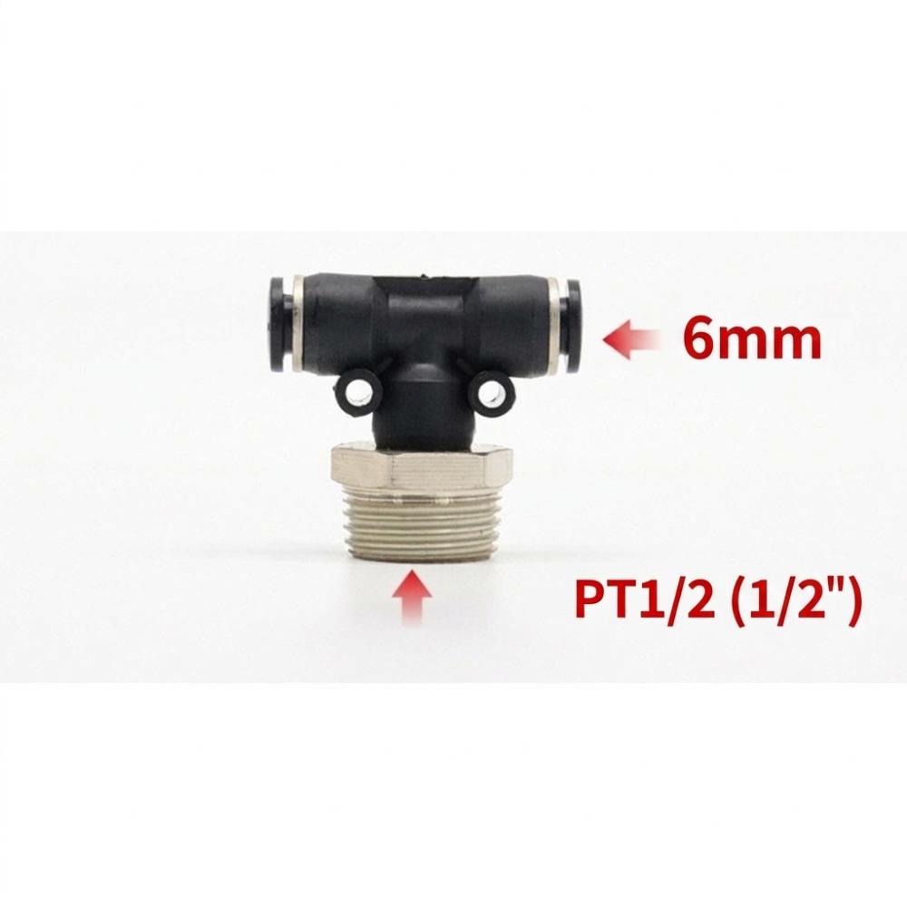 4-6mm Tube Quick Fitting Tee Male Threaded Port Push To Connect Fitting  Industrial Piping