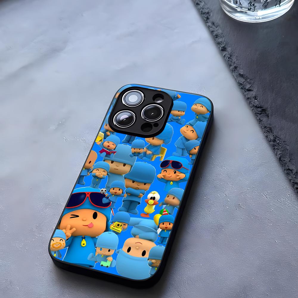 Cartoon P-Pocoyos Cute Phone Case Tempered Glass For IPhone 17 13 14 16 12 15 11 Pro Max Plus Mini X XR SE2020 Coque