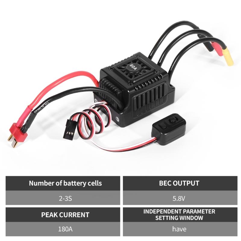 WSDT-60A Sensorless ESC Brushless Waterproof 60A for 1/10 For Various Brushless Servos Multiple Protections