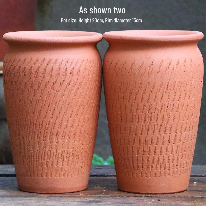 Handmade Red Clay Pot for Succulents & Flowers - Tall, Wide Mouth Ceramic Planter for Hydrangeas, Roses, and Pothos