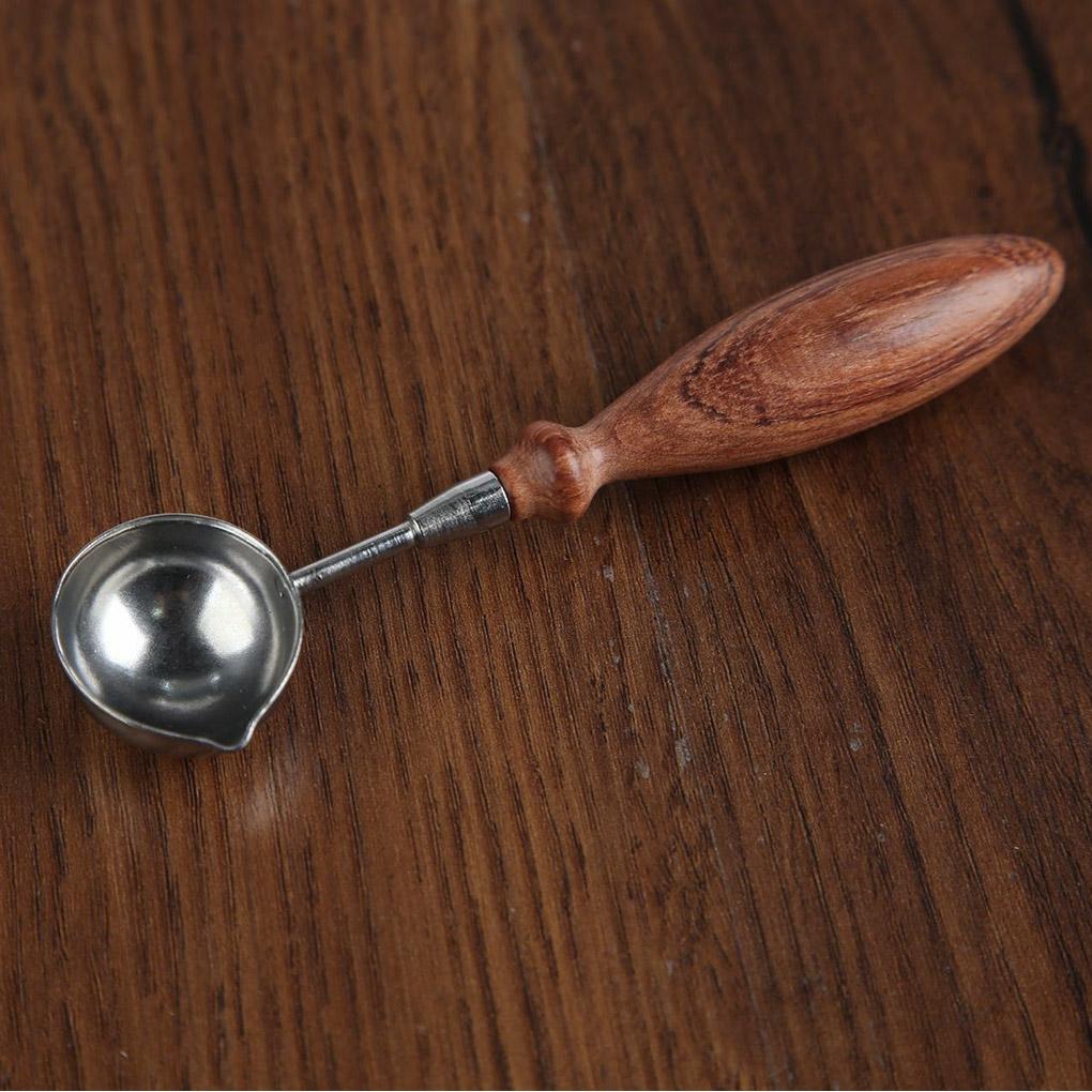 Винтажная ложка для запечатывания воска с сургучной печатью, деревянная ручка в стиле ретро, нержавеющая ложка для плавления воска