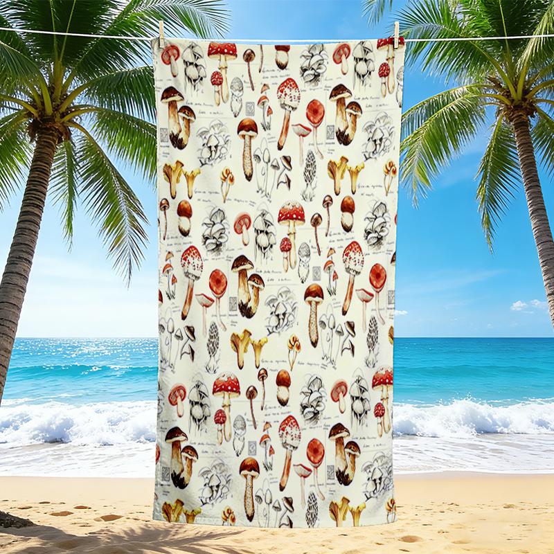1Pc Mushroom Exploration Beach Towel, Quick Dry, Multi-Use for Beach Pool Gym Yoga Home Travel, Christmas, Halloween, Xmas Gift M928477