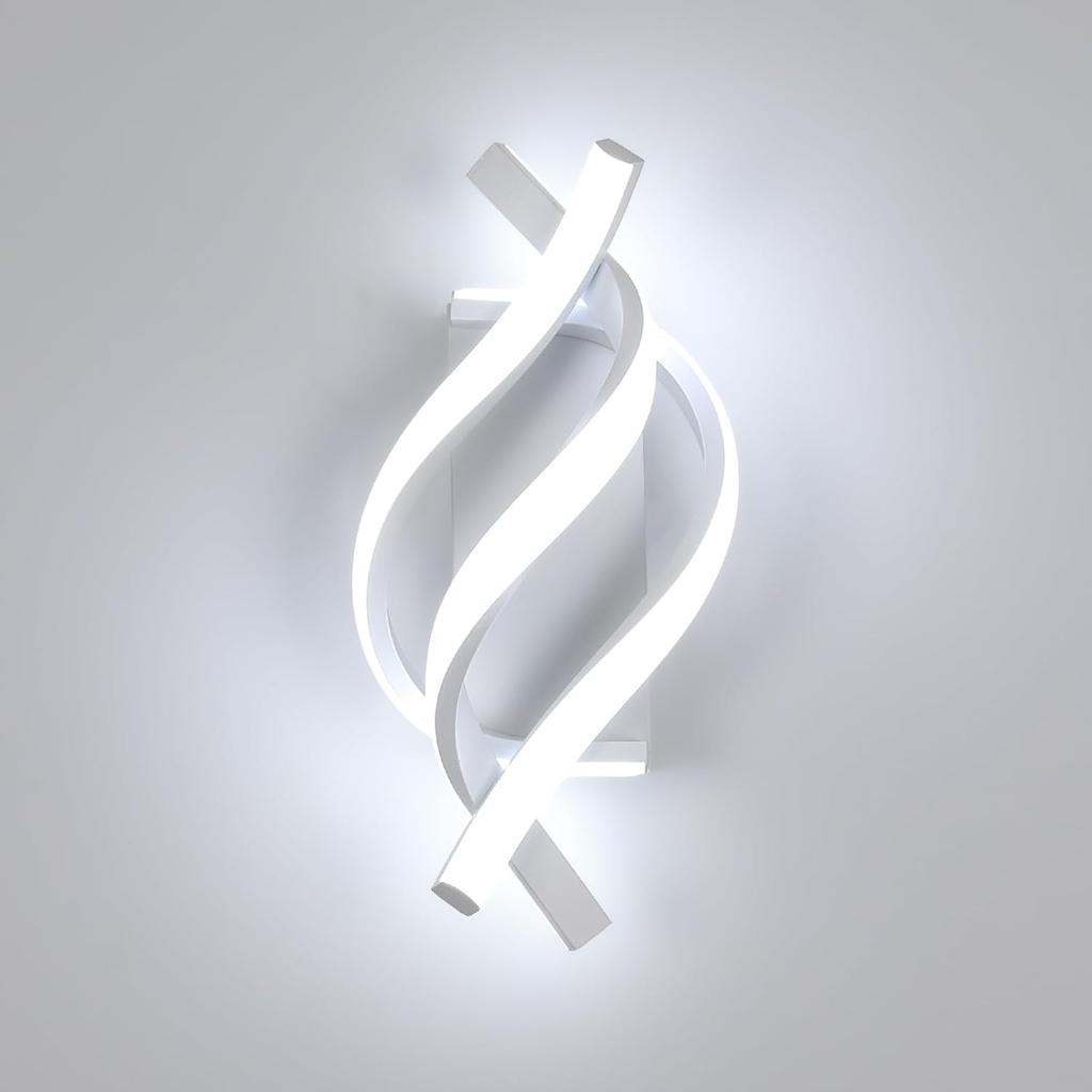 LED Wall Lamp Curved Design Spiral LED Wall Lamp Tricolor Living Room Background Light Minimalist Modern for Home Study Room