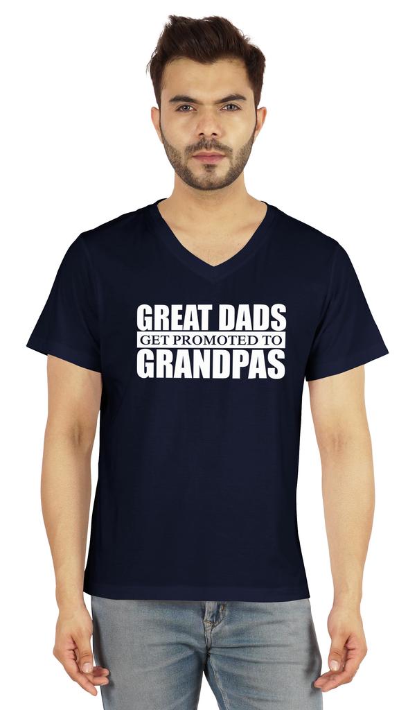 Inkmeso Мужская футболка для дедушки. Отличные папы получают повышение до дедушки. Футболка с надписью «Письмо» впервые