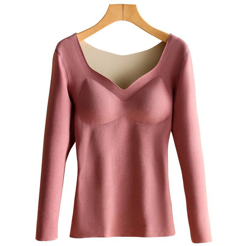 Женская термопижама из бархата с длинными рукавами и встроенной нагрудной подкладкой