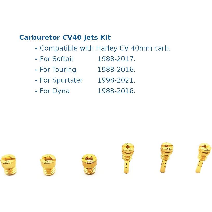 Карбюратор CV40 Главный жиклер 185 190 195 Жиклер холостого хода 42 45 48 Совместим с Harley Sportster Softail CV 40 Карбюратор