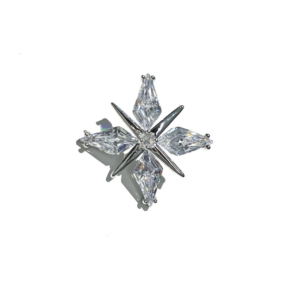 Hot-selling Copper Inlaid Zircon Starburst Brooch Cardigan Anti-exposure Button Cross Accessory Collar Pin