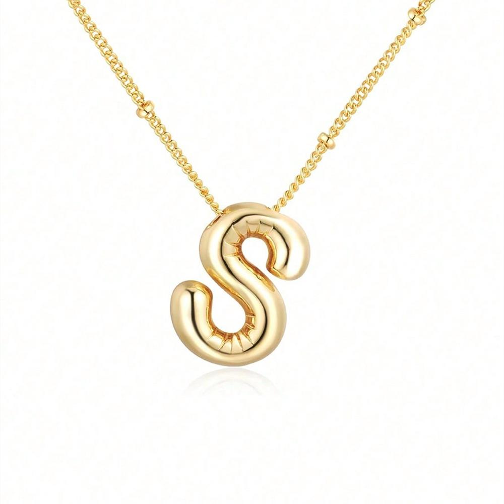 Винтажное ожерелье с подвеской в ​​виде воздушного шара и массивных букв для женщин, золотого цвета, 26 английских букв, инициалов, ожерелья, ювелирное изделие, подарок