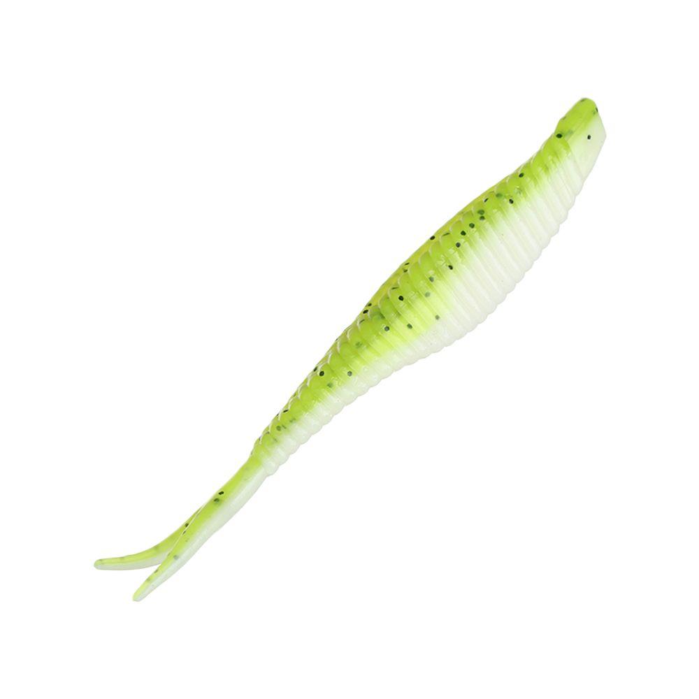 20 шт. силиконовые двухцветные блестки для рыбалки, мягкая искусственная приманка, червь, раздвоенный хвост