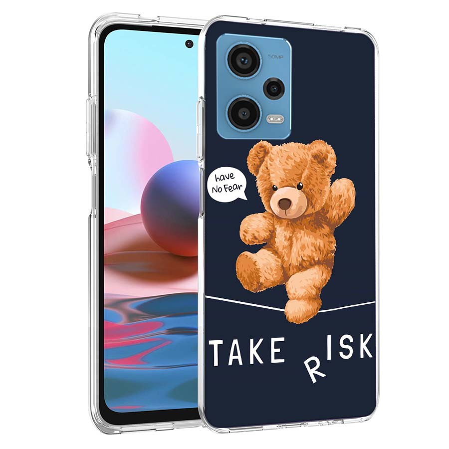 Крутой чехол для телефона с мишкой Тедди, модный, для селфи, для Redmi Note 13 12 14 15 Pro Plus 13R 11 11T 11E 11S 10 Pro 10S 9 9S, прозрачный чехол для телефона