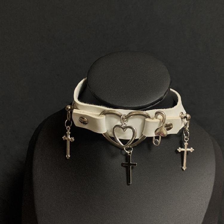 Кожаное Ожерелье Кулон Крест Ожерелье-чокер с Крестом для Женщин