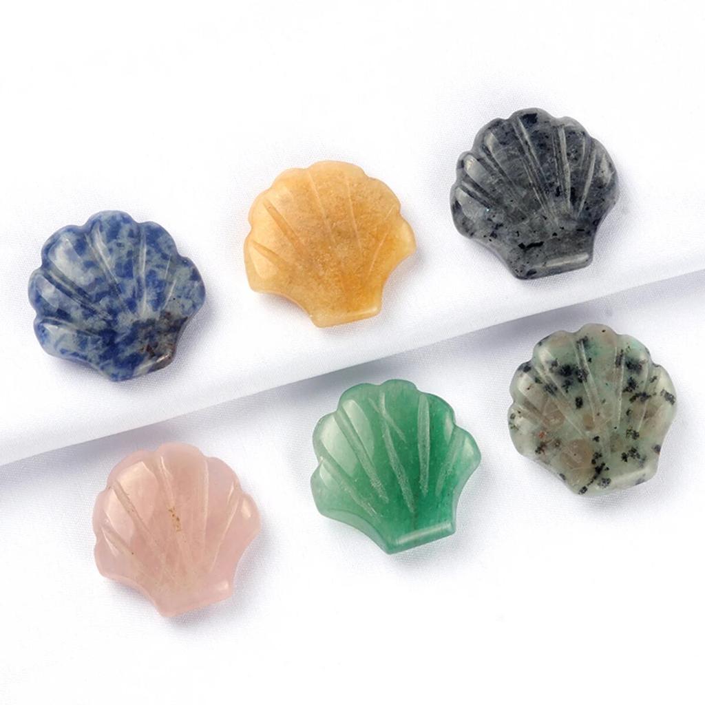 1Pcs Small Ornament Natural Stone Shell Without Hole Carved Decoration For Bedroom Desk Decoration Size 30 Mm