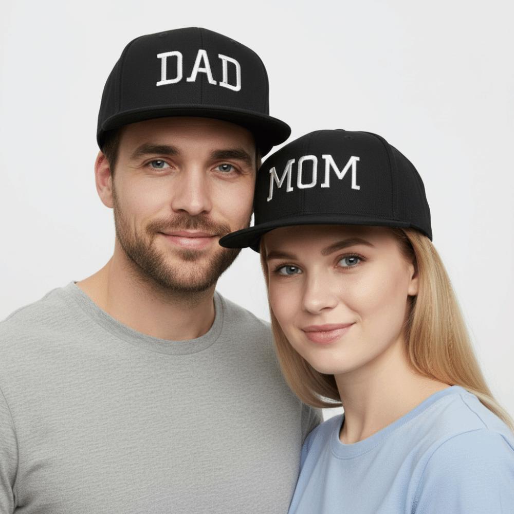 Fashion Flat Bill MOM DAD Snapback Cap Hip Hop Adjustable Couple Cap Parents Matching Baseball Cap For Man Women