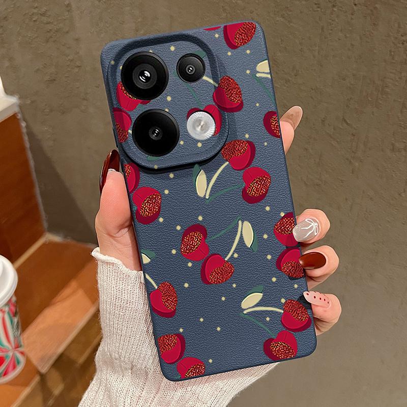 Чехол с принтом вишневых бантиков для Xiaomi 13T Pro Redmi Note 15 Pro 4G Redmi Note 14 13 Pro+ 5G Силиконовая крышка с текстурой кожи