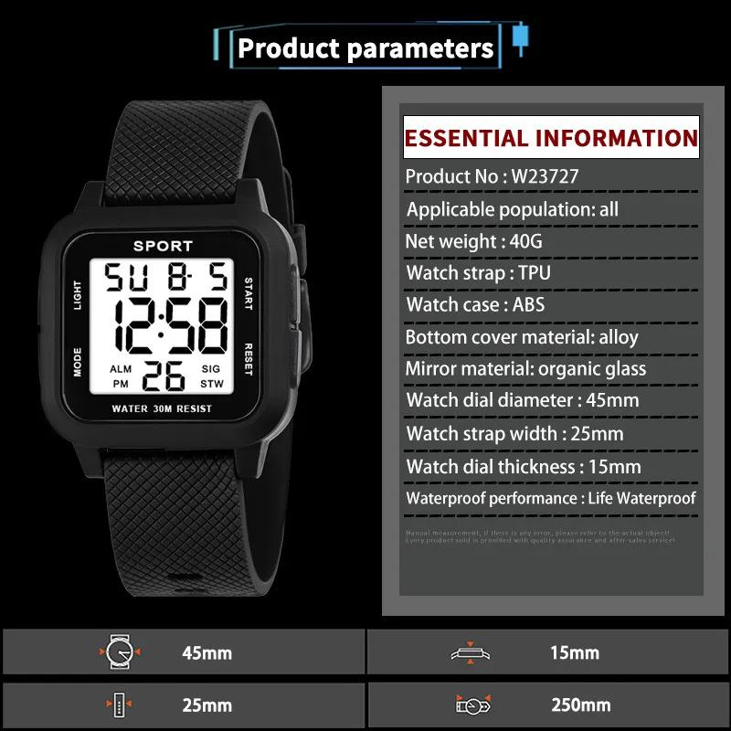 Sports Watch Men Digital Alarm Chrono Clock Waterproof Military Watches LED Electronic Wristwatch