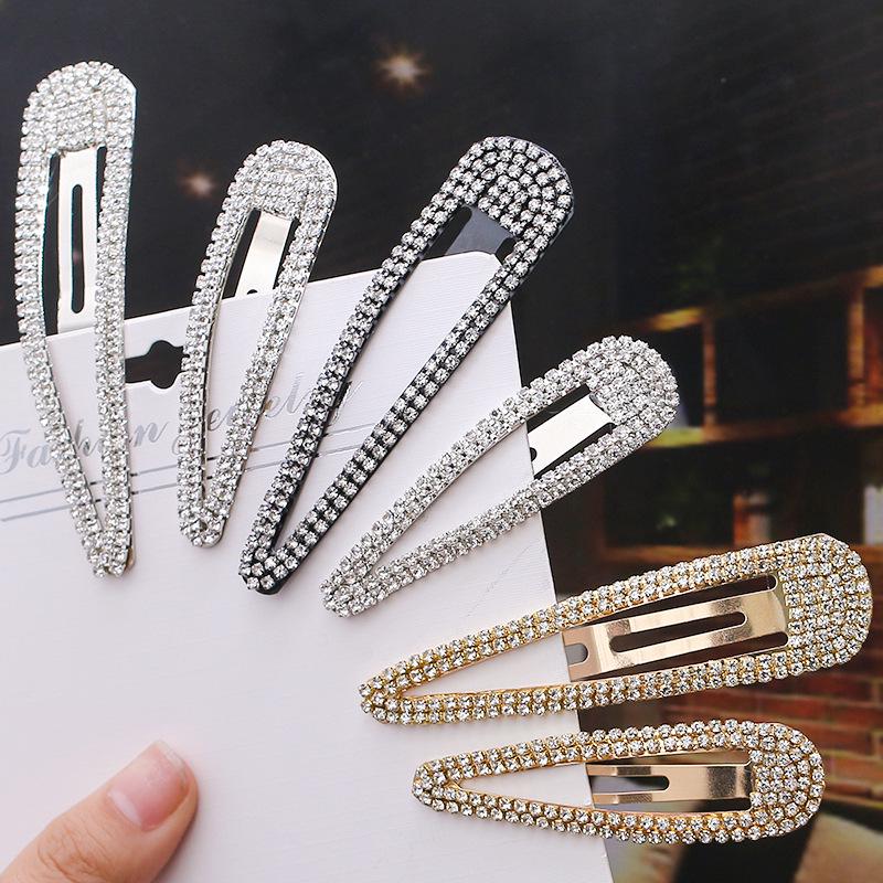 Korean Style Rhinestone Hair Clips & Hairpins: Versatile Alloy BB Clips for Bangs & Updos