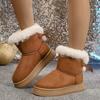 New Fashionable Bow Round Toe Elegant Snow Boots Winter Flat Wear-resistant Soft Students Plus Velvet Warm Women's Shoes