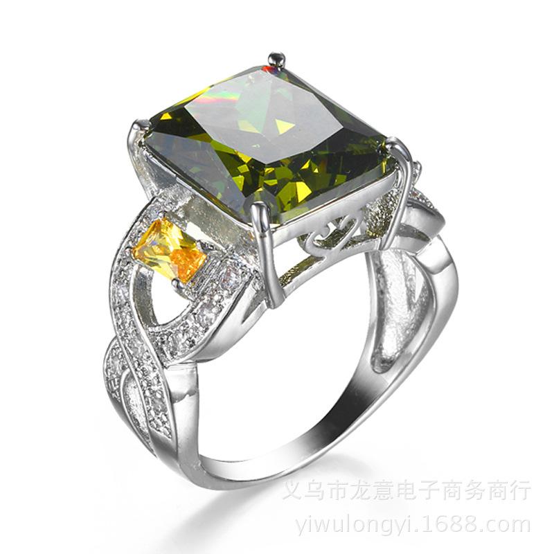 Ювелирные кольца SODROV оливково-зеленого цвета с цирконом для женщин