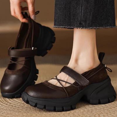 Версия из овчины, подошва на липучке, мягкая, не утомляет ноги, повседневная спортивная обувь, женская, для работы, с темпераментом, универсальная, с неглубоким вырезом, туфли Мэри Джейн